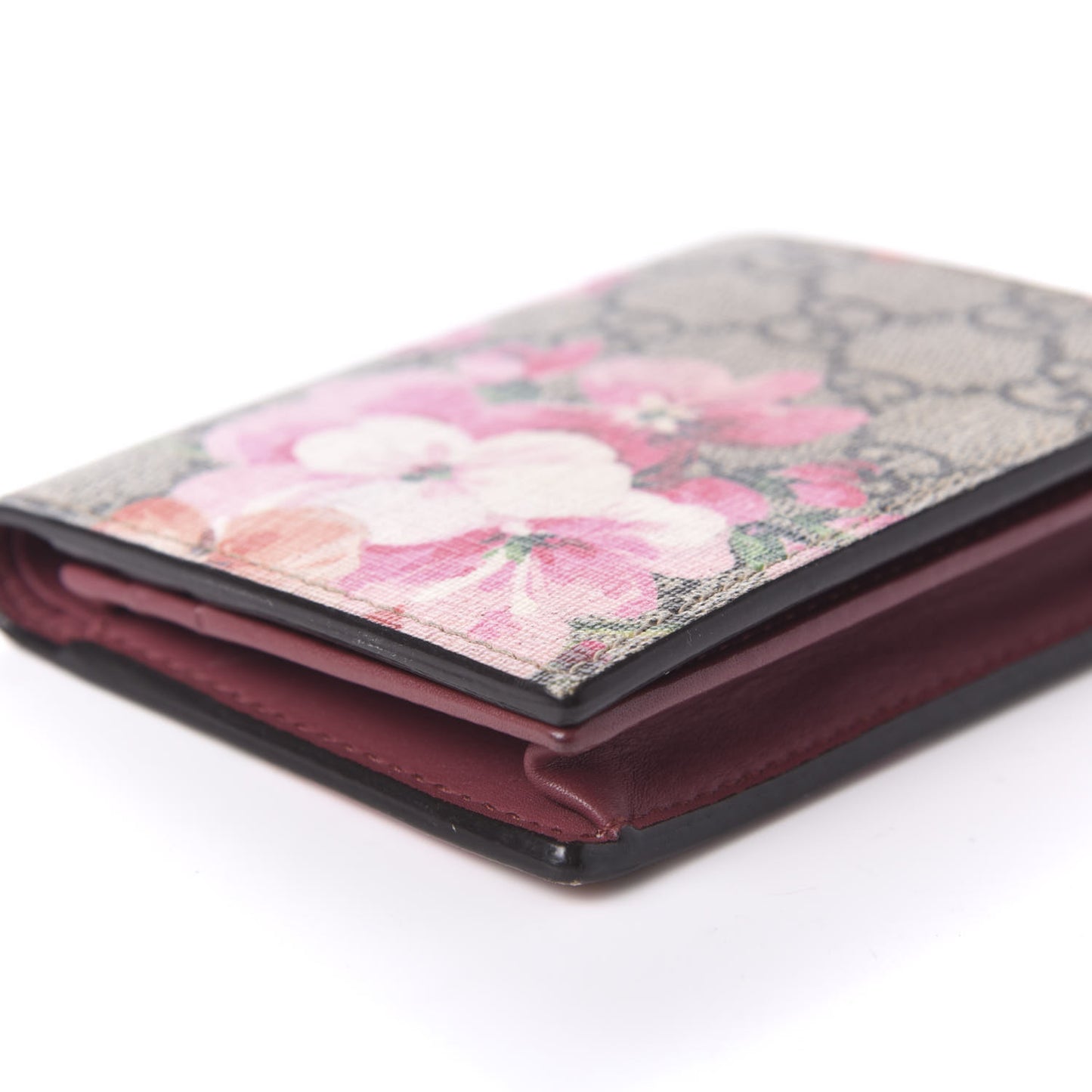 GG Supreme Monogram Blooms Card Case Beige Multicolor Dry Rose