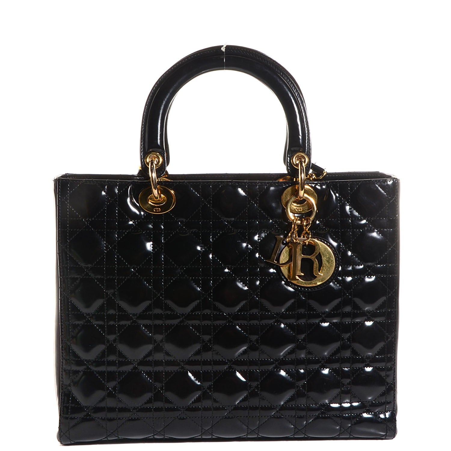 Christian Dior Vintage Patent Cannage Large Lady Dior Black 1 of 9