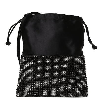 Alexander Wang Satin Crystal Rhinestone Ryan Mini Drawstring Bag Black 1 of 9
