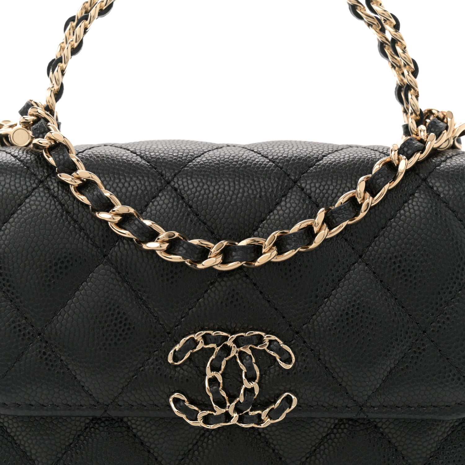 Chanel Caviar Quilted Double Chain Top Handle Flap With Chain Black 8 of 11