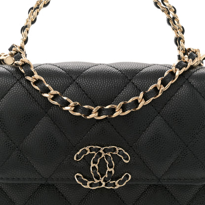 Chanel Caviar Quilted Double Chain Top Handle Flap With Chain Black 8 of 11