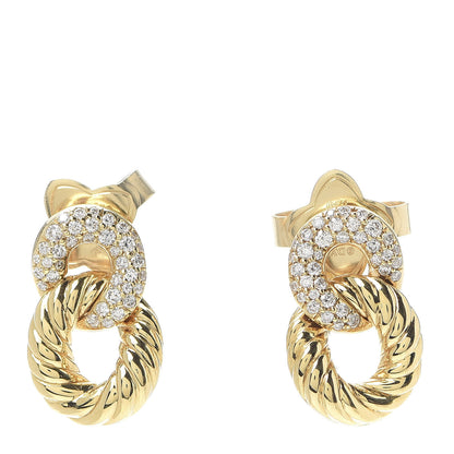 David Yurman 18K Yellow Gold Diamond Extra Small Belmont Curb Link Drop Earrings 1 of 4