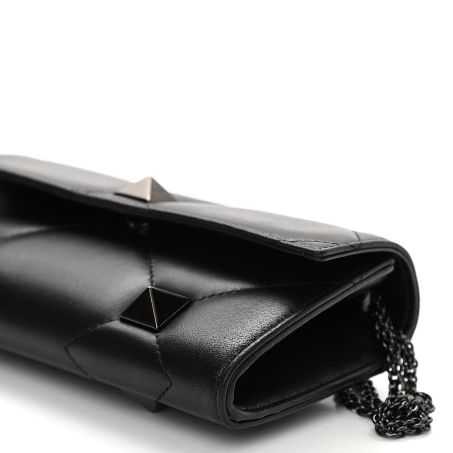 Valentino Garavani Nappa Monochrome Roman Stud Wallet On Chain Black 9 of 9