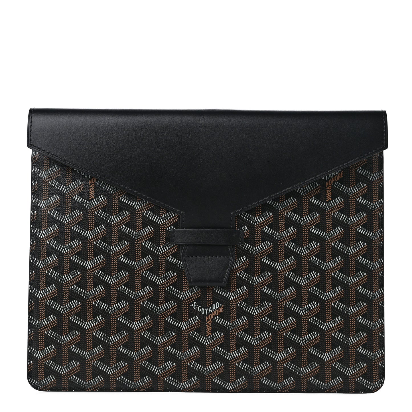 Goyardine Commando Envelope 2 Flat Large Pouch Black