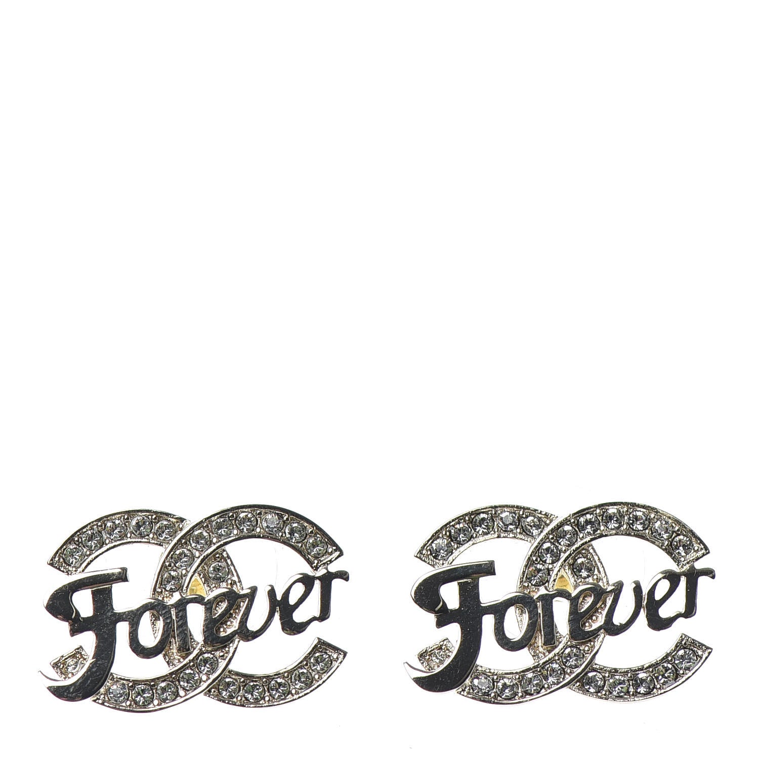 Chanel Crystal CC Forever Earrings Gold 1 of 4