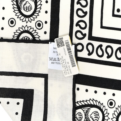 Hermes Cashmere Silk Tatouages Marins Bandana Shawl 140 White Black 4 of 5