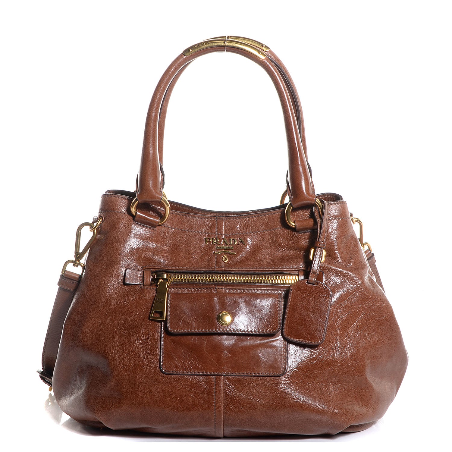 Prada Vitello Shine Convertible Satchel Palissandro 1 of 9