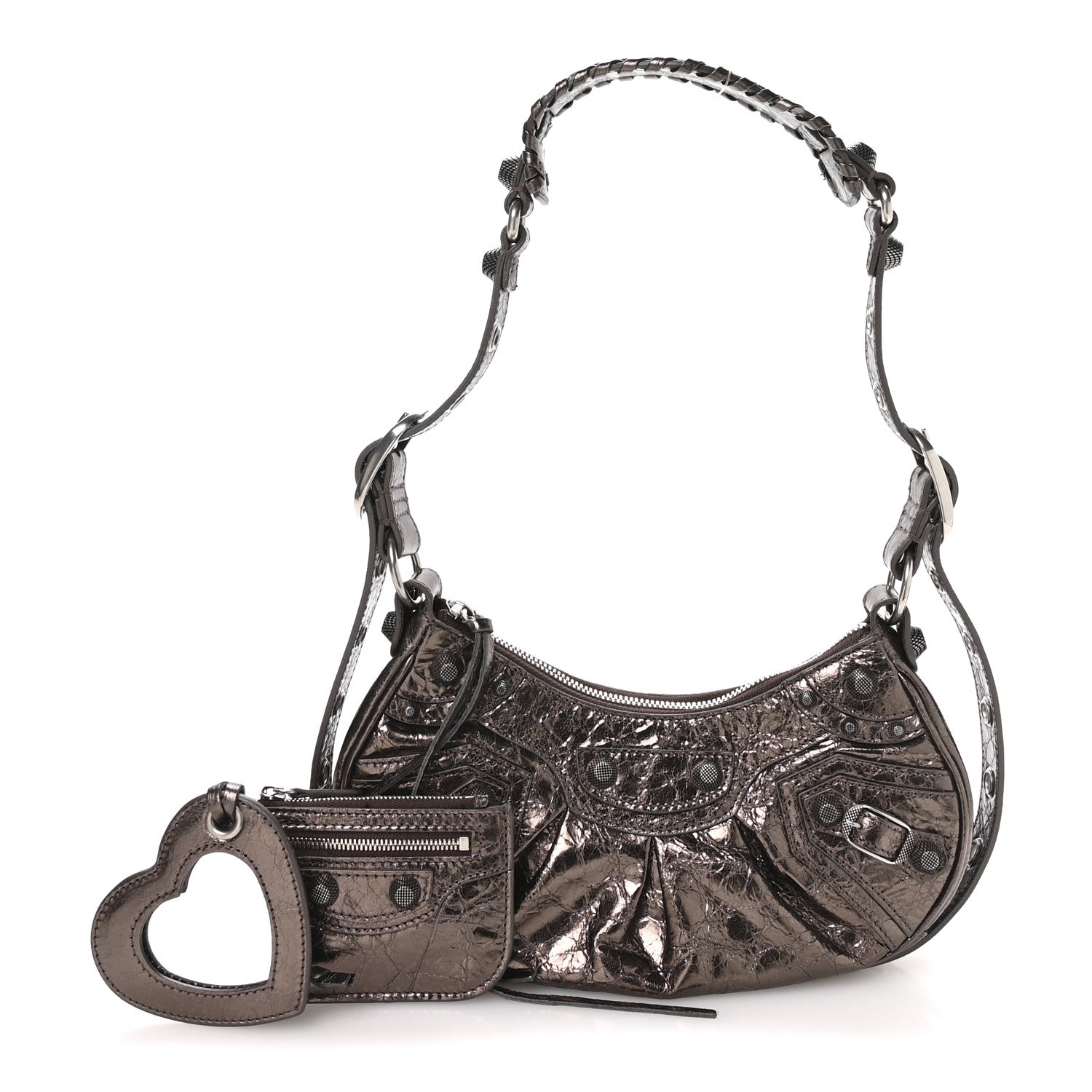 Balenciaga Metallic Agneau Arena Le Cagole Shoulder Bag XS  Dark Bronze 3 of 10