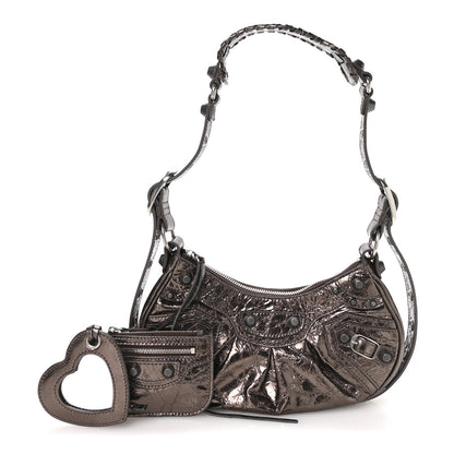 Balenciaga Metallic Agneau Arena Le Cagole Shoulder Bag XS  Dark Bronze 3 of 10