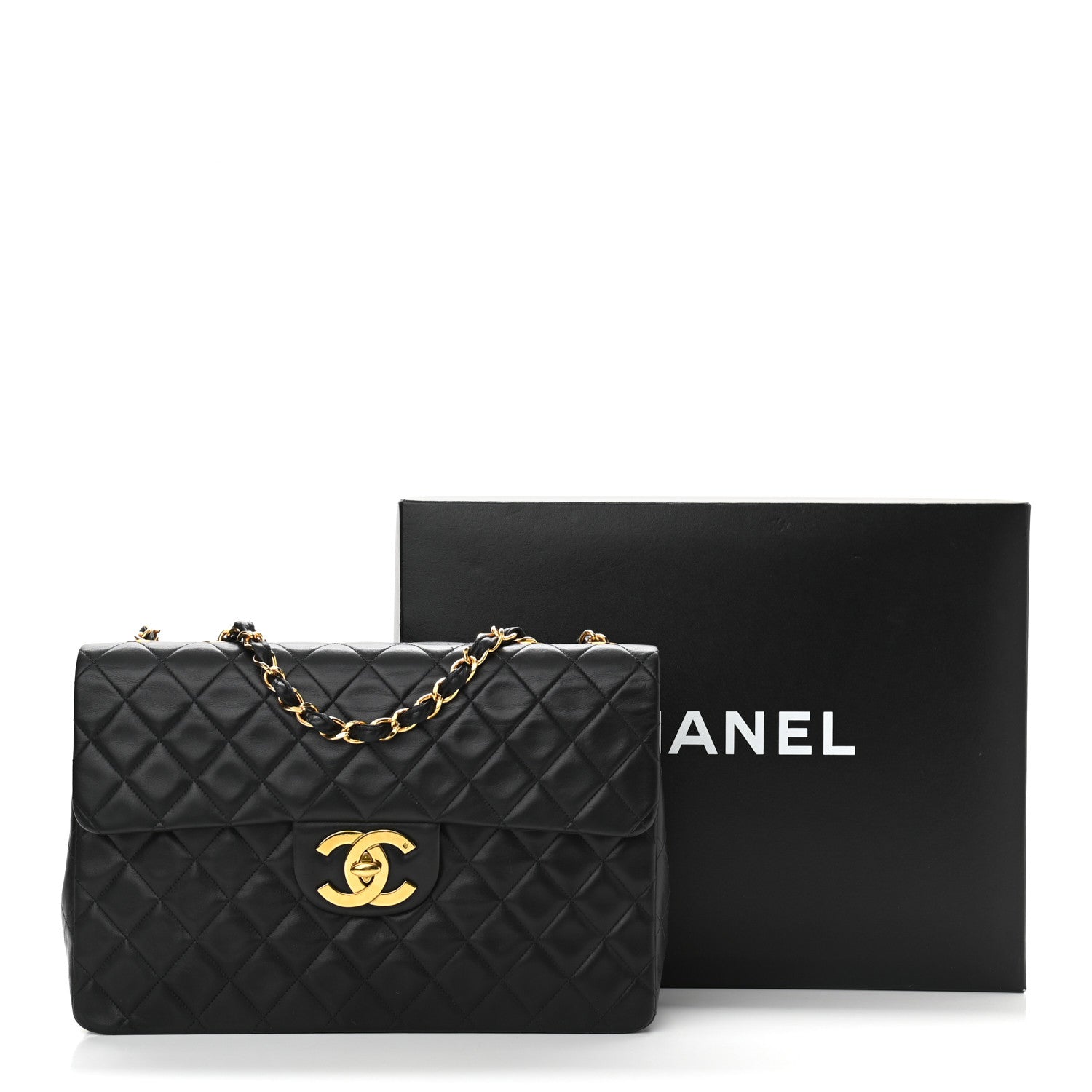 Chanel Lambskin Quilted XL Jumbo Single Flap Black 12 of 12