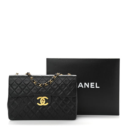 Chanel Lambskin Quilted XL Jumbo Single Flap Black 12 of 12