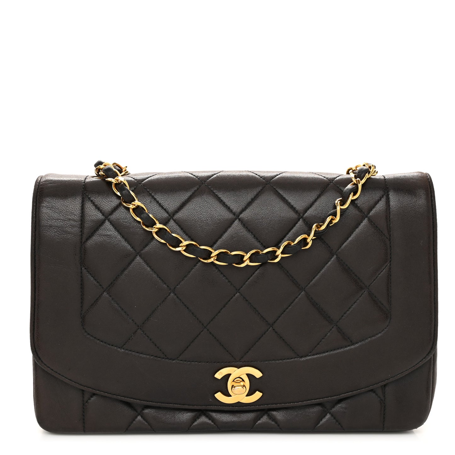 Lambskin Quilted Medium Single Flap Black