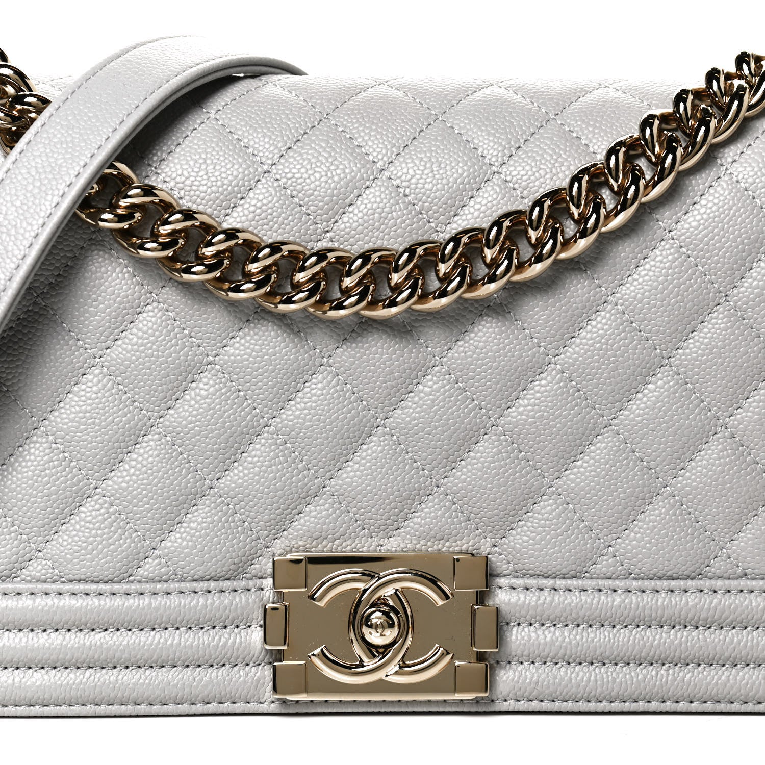 Chanel Caviar Quilted Medium Boy Flap Light Grey 8 of 10
