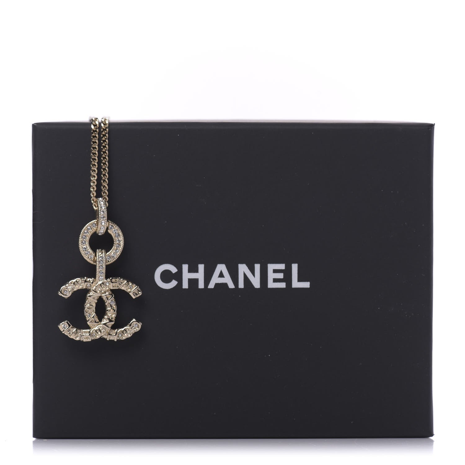 Chanel Crystal CC Logo Pendant Necklace Gold 6 of 6
