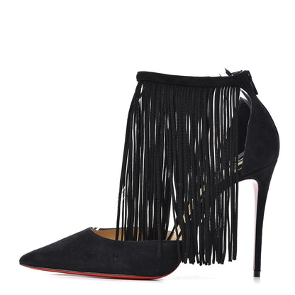 Christian Louboutin Veau Velours Fringe Courtain 100 Pumps 39.5 Black 1 of 7