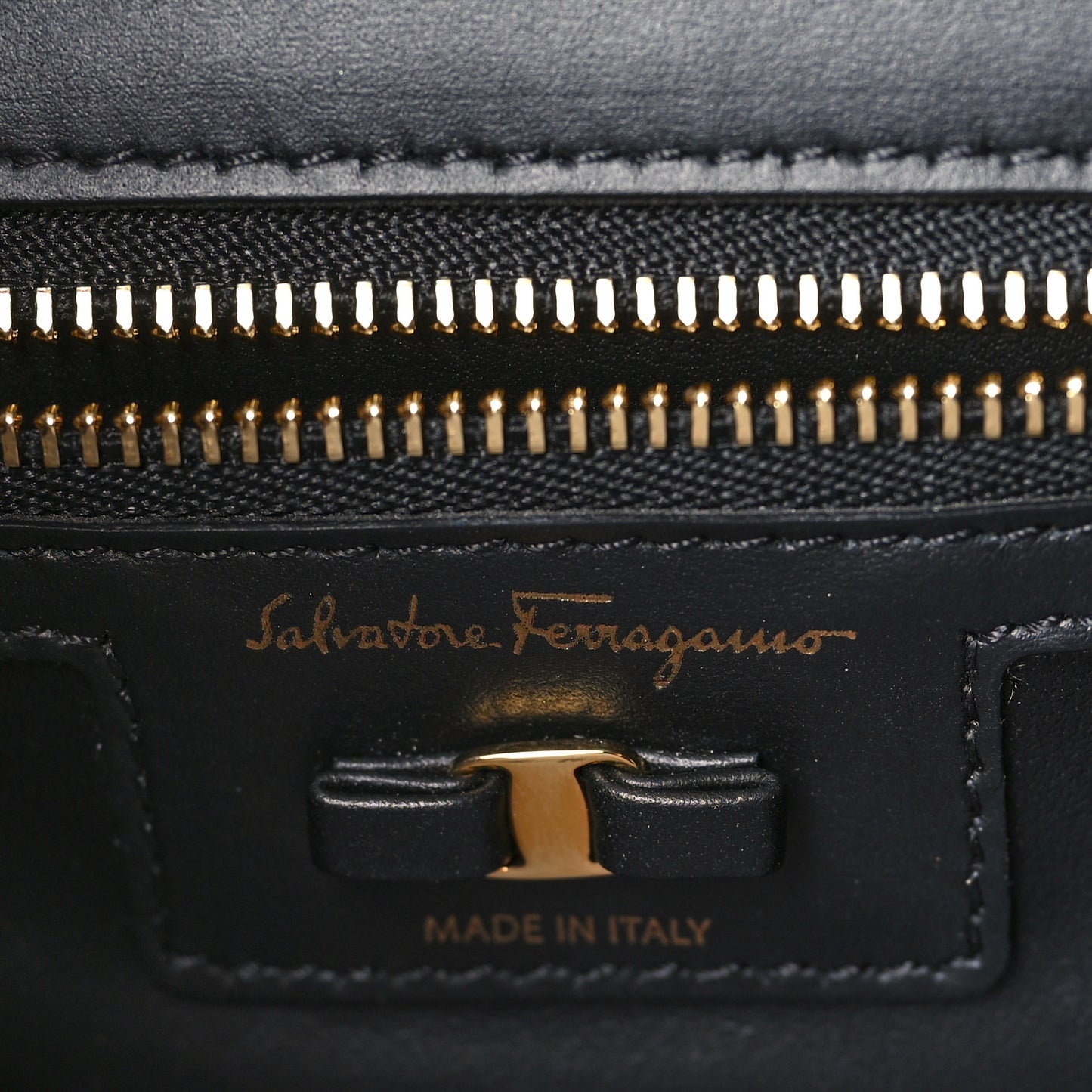 Hammered Calfskin Vara Bow Chain Flap Crossbody Black