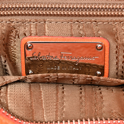 Salvatore Ferragamo Grained Calfskin Sofia Satchel Orange 6 of 15