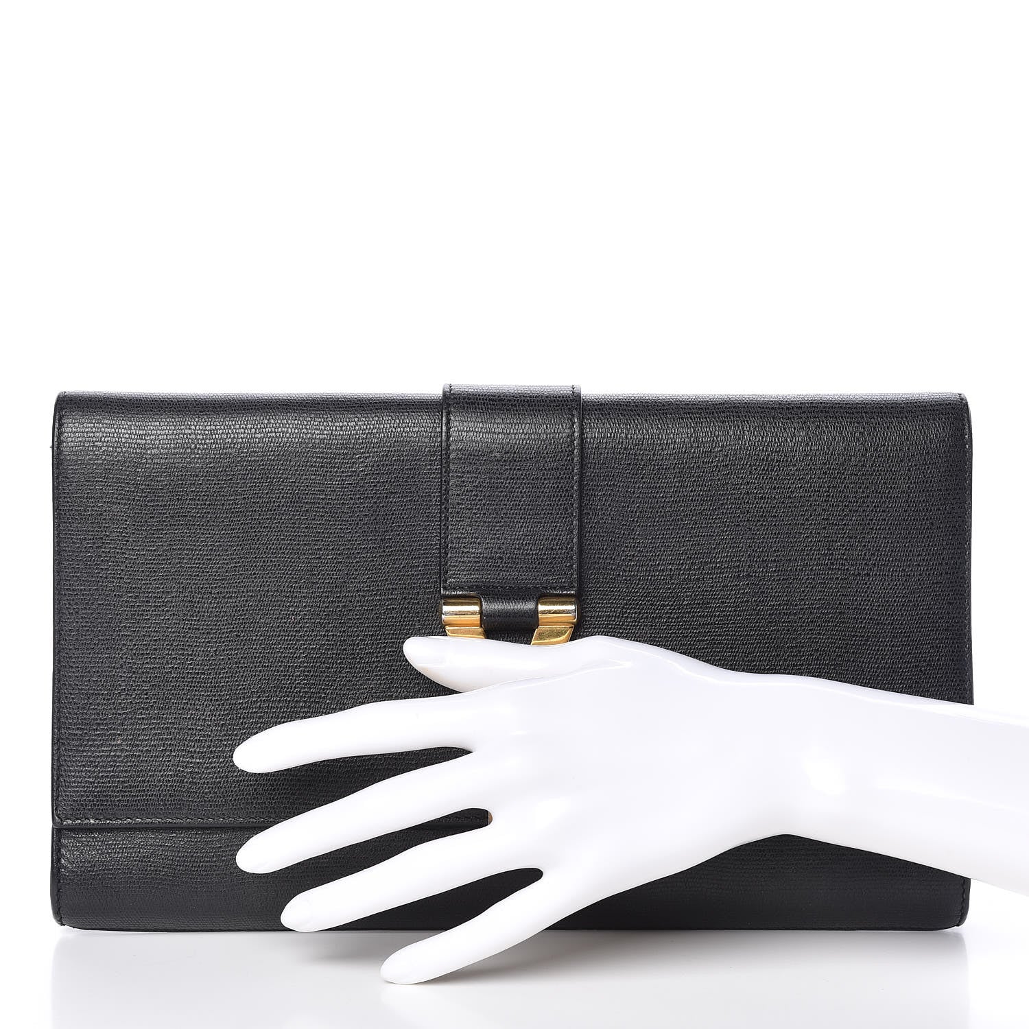 Saint Laurent Textured Calfskin Classic Y Ligne Clutch Black 2 of 15