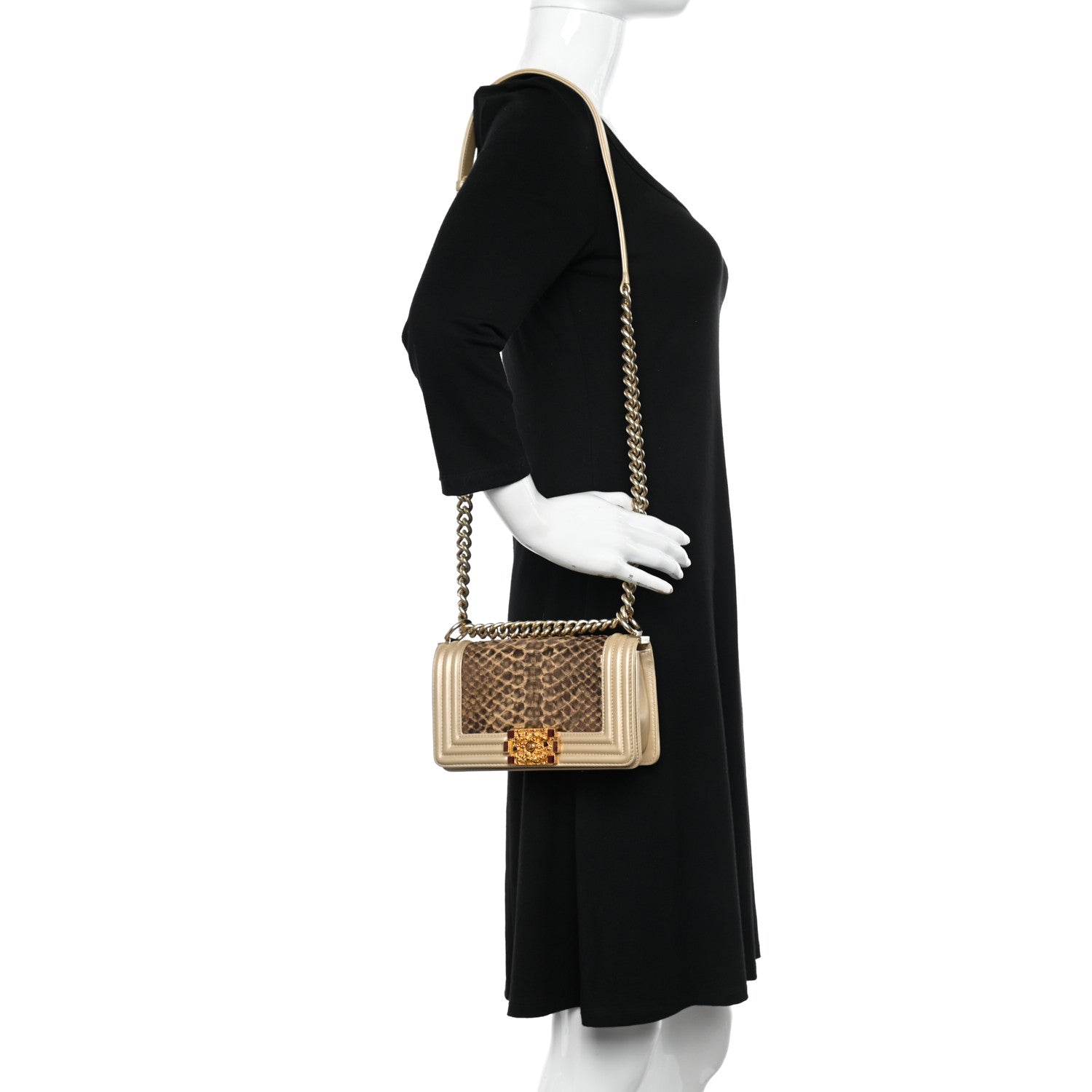 Chanel Snakeskin Calfskin Small Boy Flap Gold 2 of 17