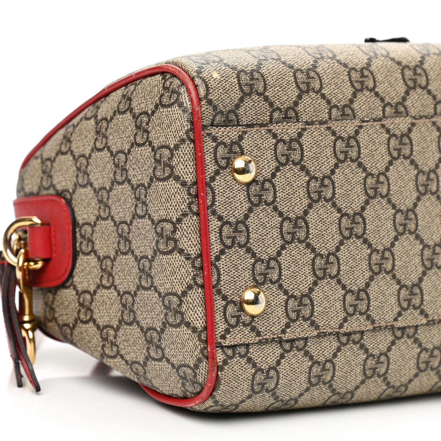 Gucci GG Supreme Monogram Kingsnake Heart Embroidered Small Boston Red 9 of 10