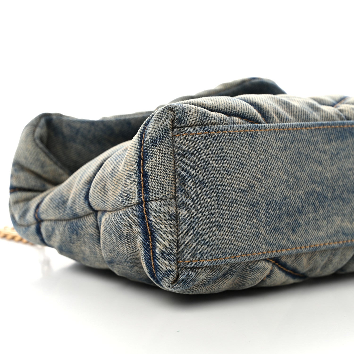 Saint Laurent Denim Quilted Toy Loulou Puffer Monogram Chain Satchel Blue Black 9 of 10