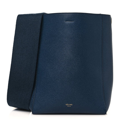 Celine Soft Grained Calfskin Small Sangle Bucket Bag Navy 1 of 8