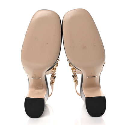 Gucci Malaga Kid Charlotte Pumps 38 Black Skin Rose 5 of 8