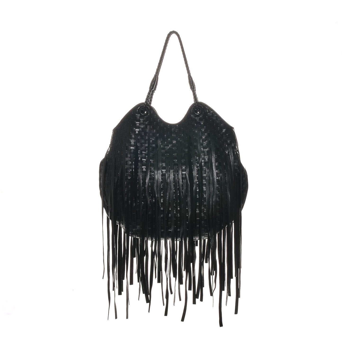 Nappa Intrecciato Fringe Hobo Nero Black