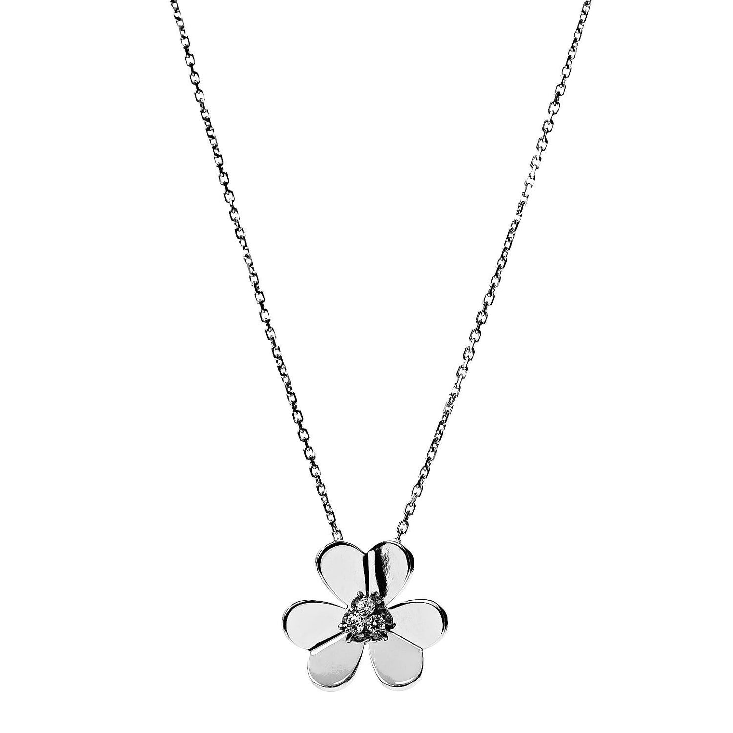 18K White Gold Diamond Large Frivole Pendant Necklace