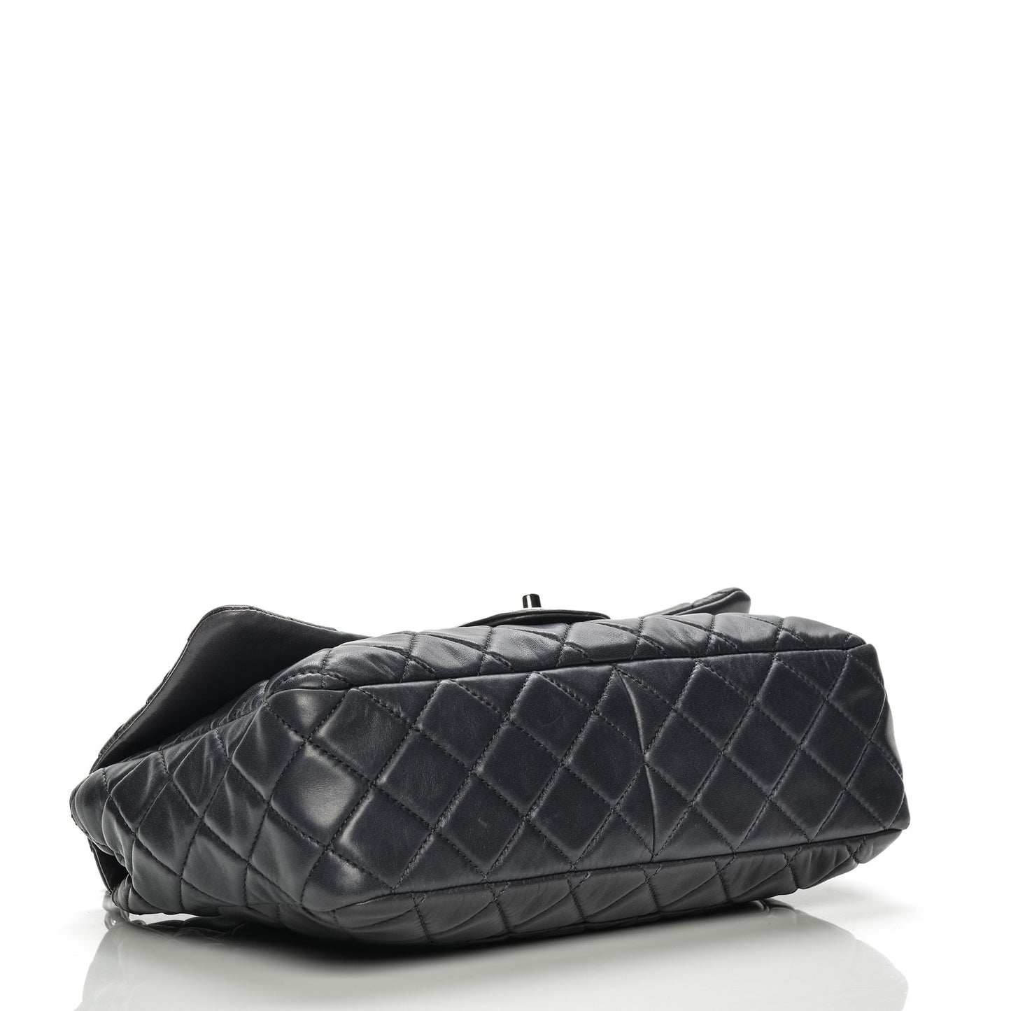 Lambskin Quilted Jumbo Single Flap Grey