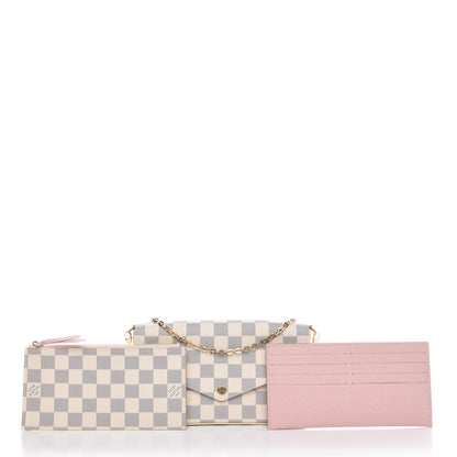 Louis Vuitton Damier Azur Pochette Felicie Chain Wallet Rose Ballerine 3 of 10