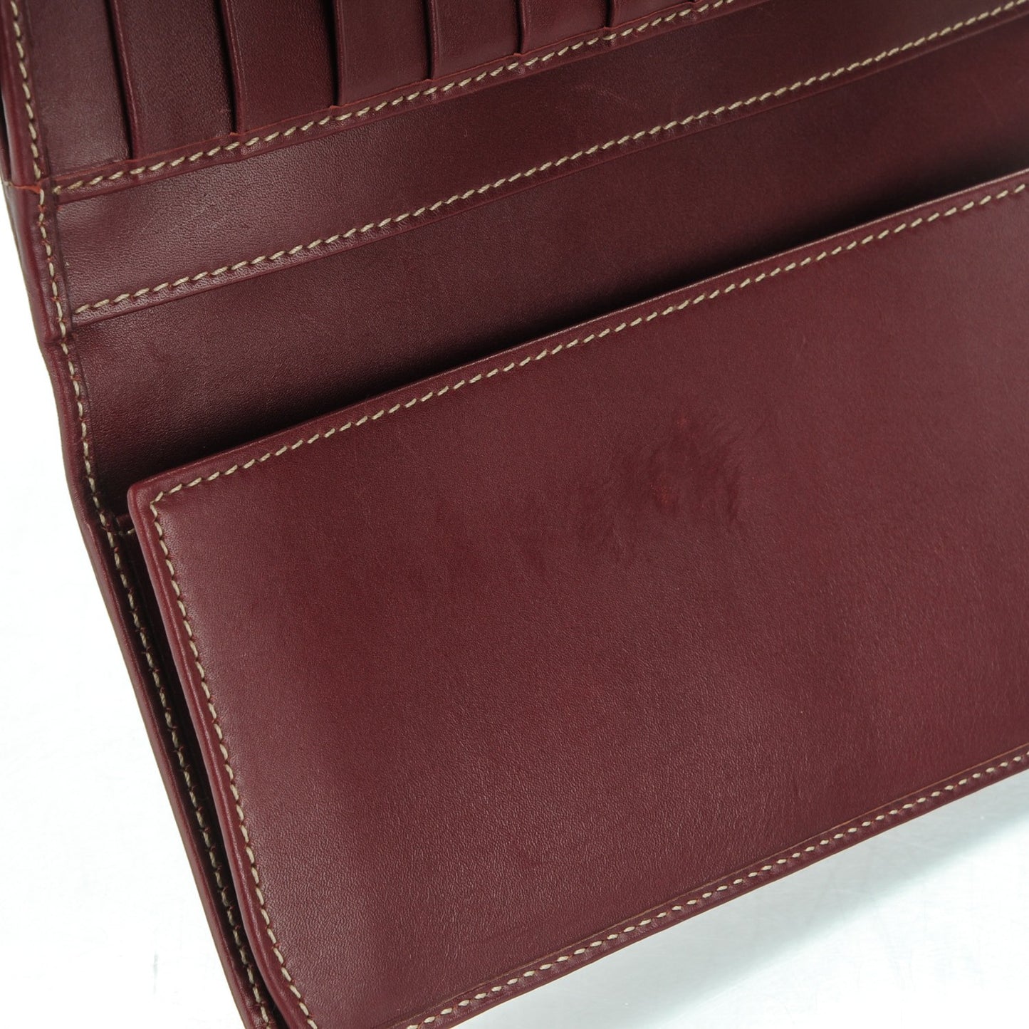 Calfskin Suede Britt Continental Flap Wallet Dark Red