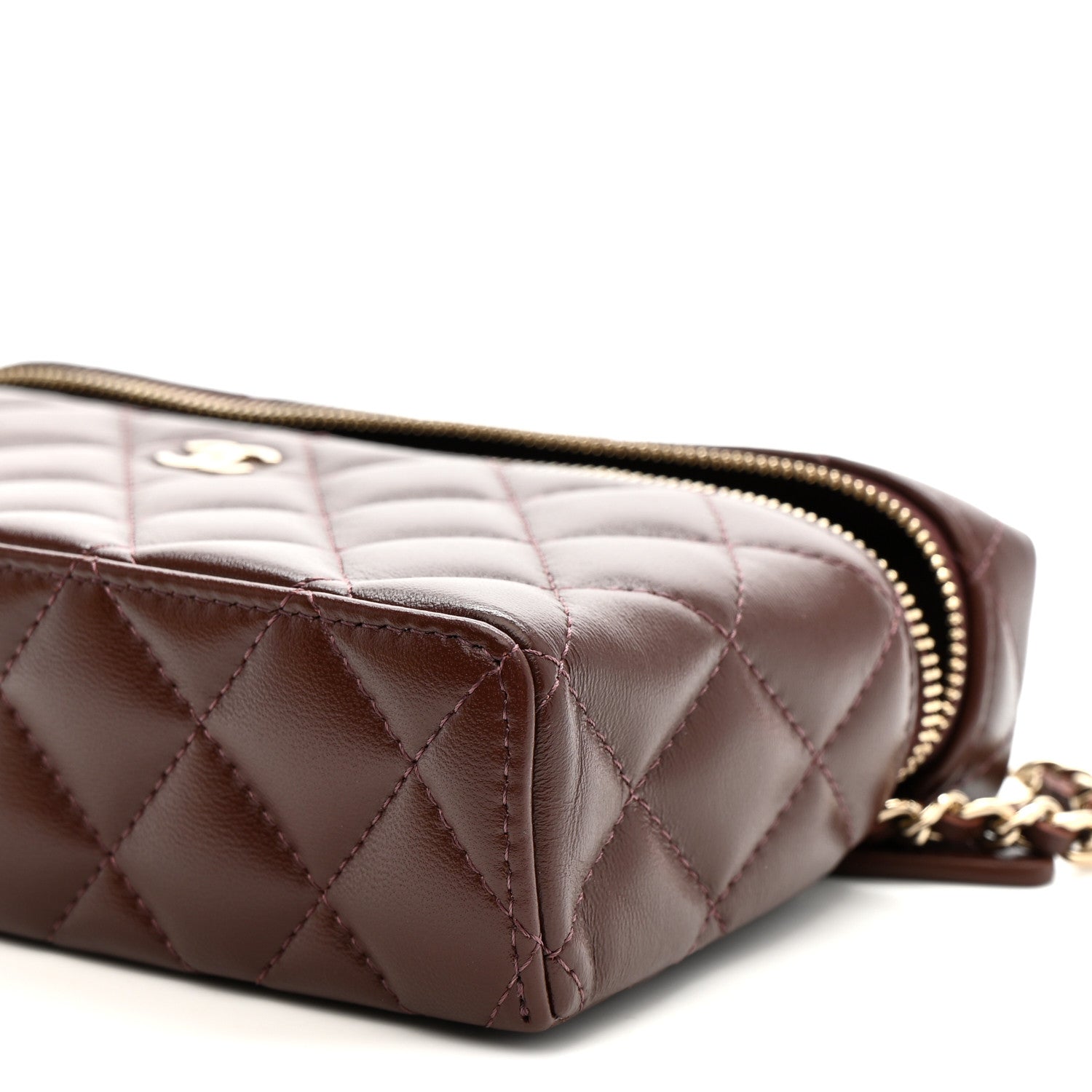 Chanel Lambskin Quilted Top Handle Slim Vanity With Chain Dark Brown 18 of 21