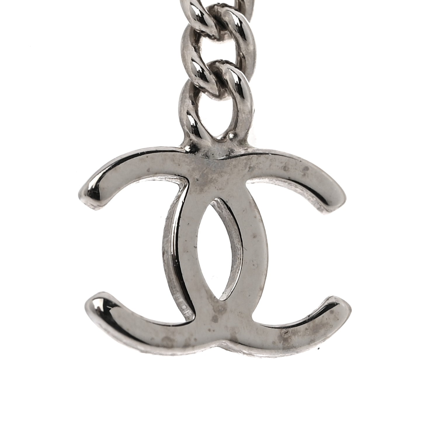 Metal CC Chain Drop Earrings Silver