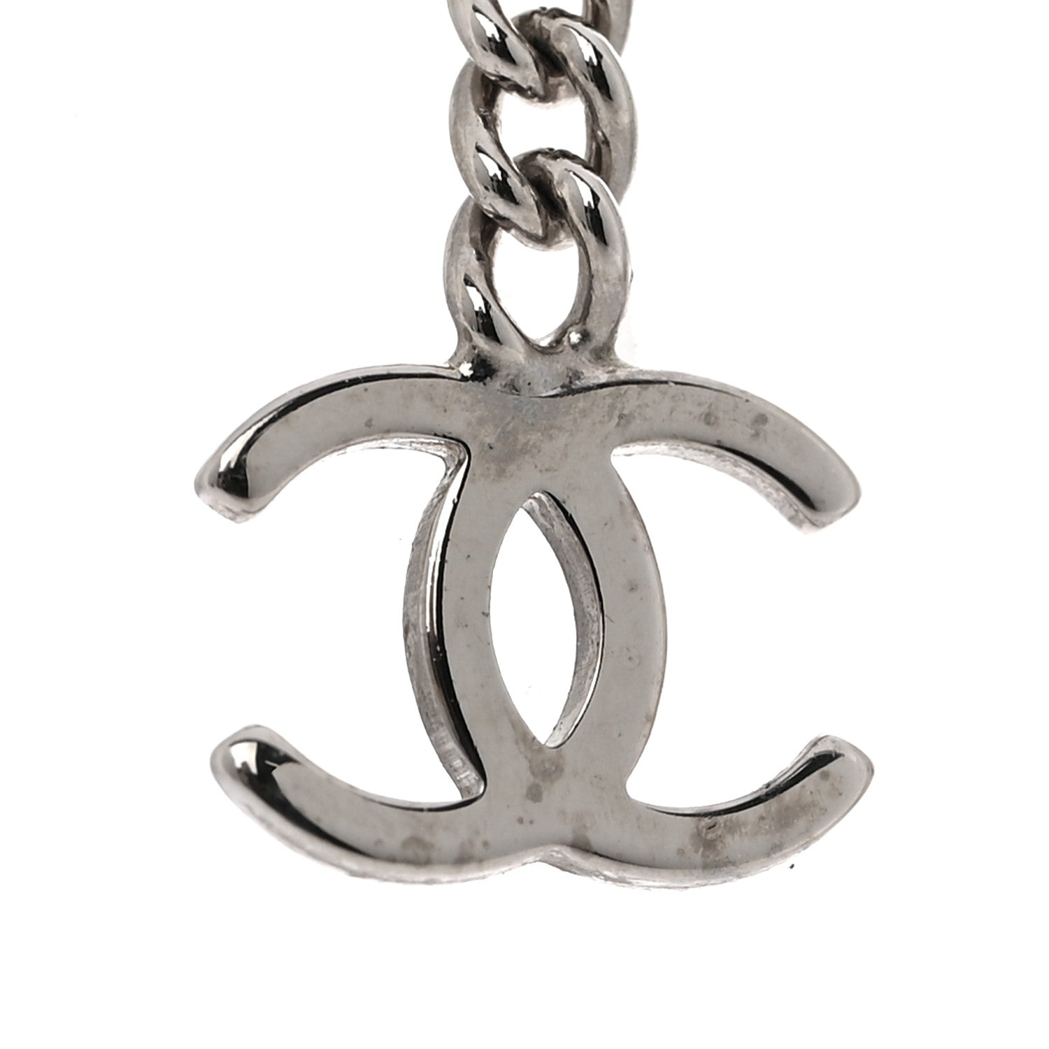 Chanel Metal CC Chain Drop Earrings Silver 4 of 5