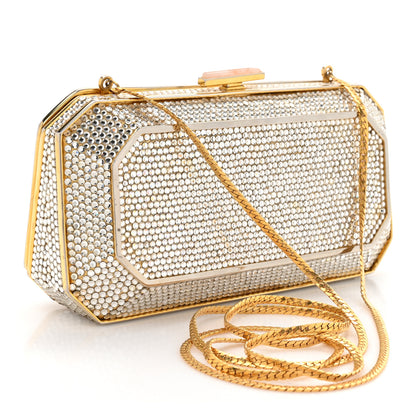 Judith Leiber Swarovski Crystal Minaudiere Clutch Silver Gold 3 of 13