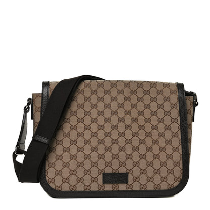 Gucci Monogram Large Flap Messenger Bag Beige Dark Brown 2 of 16