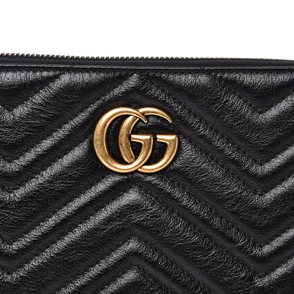 Gucci Azalea Calfskin Matelasse Heart GG Marmont Zip Pouch Black 7 of 8