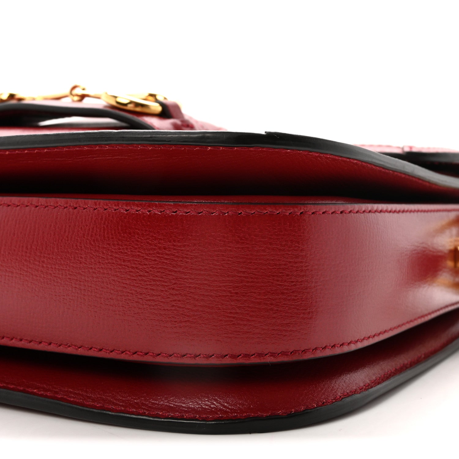 Gucci GG Supreme Monogram Azalea Calfskin Horsebit 1955 Shoulder Bag Beige Ebony New Cherry Red 10 of 10