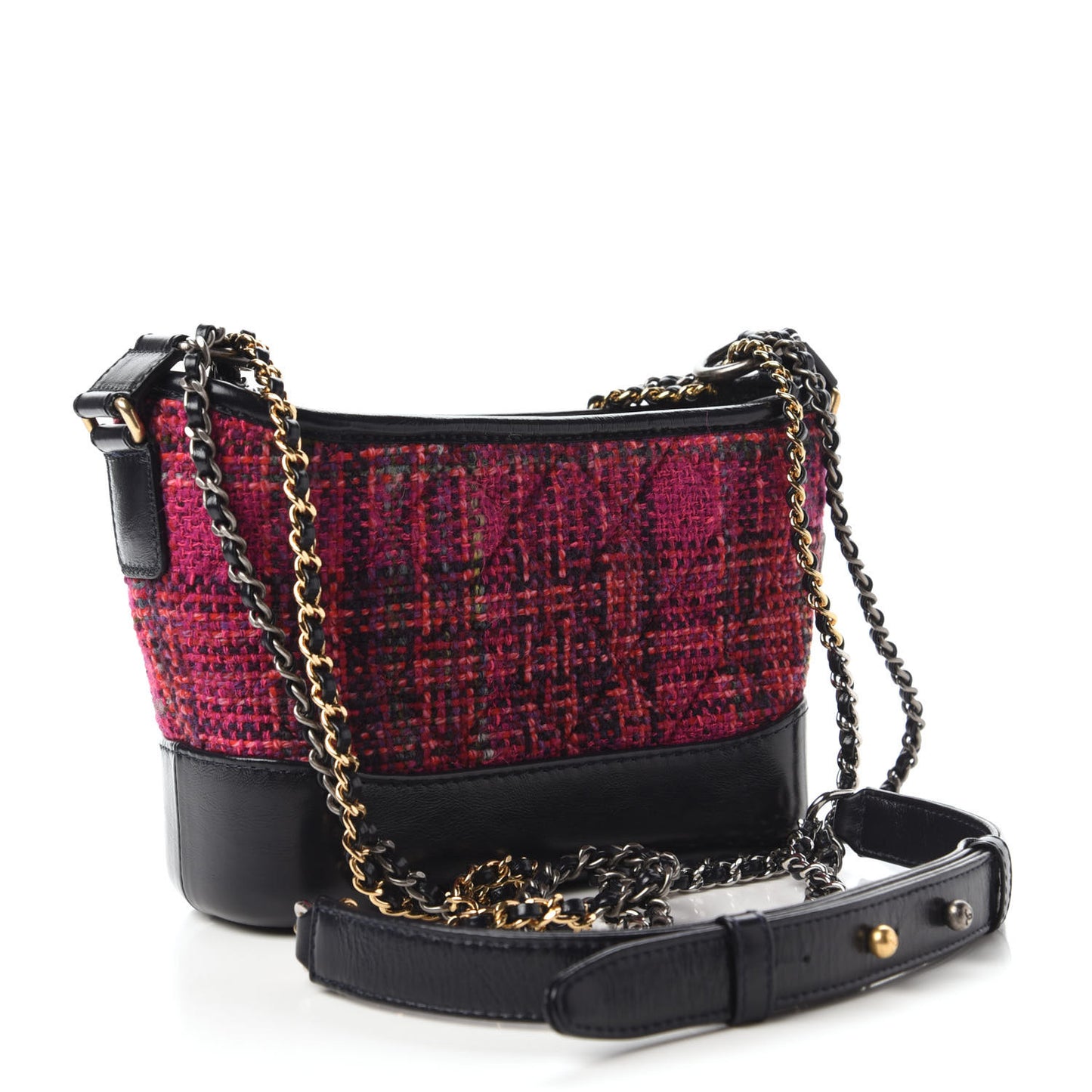 Tweed Calfskin Small Gabrielle Hobo Dark Navy
