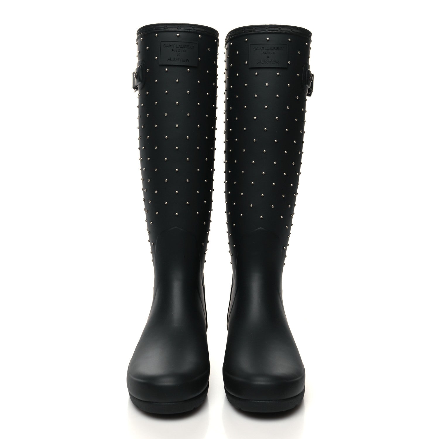 Saint Laurent X HUNTER Rubber Crystal Studded Festival Rain Boots 36 Black 2 of 8