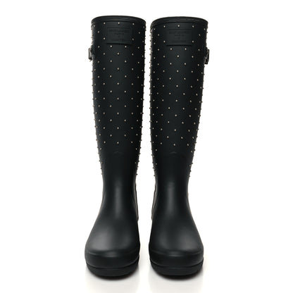 Saint Laurent X HUNTER Rubber Crystal Studded Festival Rain Boots 36 Black 2 of 8
