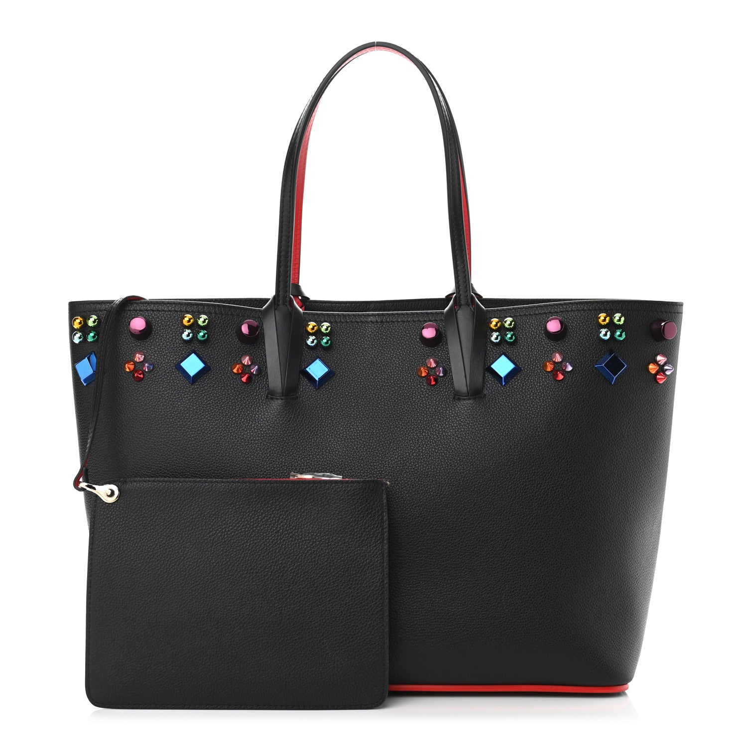 Christian Louboutin Calfskin Empire Spike Studded East West Cabata Tote Black 1 of 13