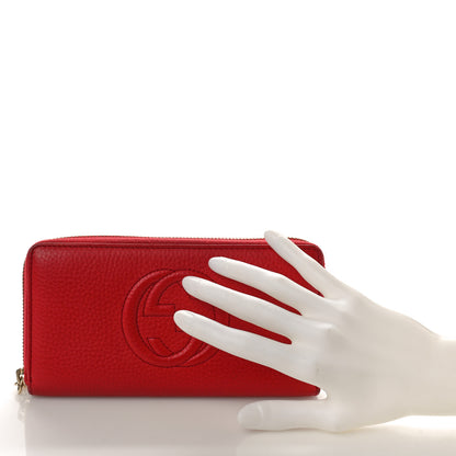 Gucci Pebbled Calfskin Soho Zip Around Wallet Red 2 of 12