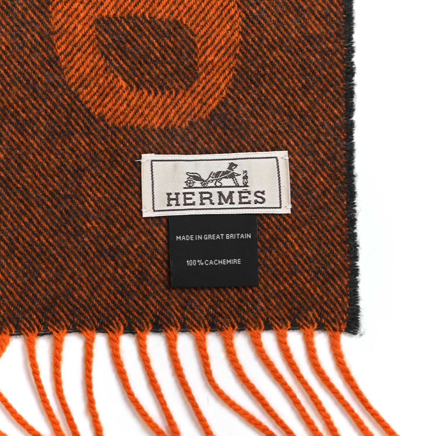 HERMÈS 100% CACHEMIRE マフラー エルメスマフラー リバーシブル 茶/紺 メンズ マフラー HERMES – 銀蔵