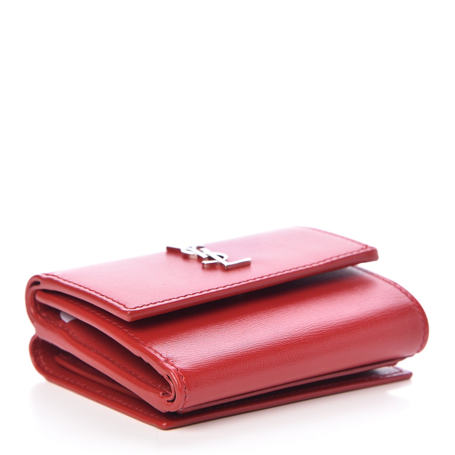 Saint Laurent Calfskin Monogram Compact Wallet Red 4 of 9