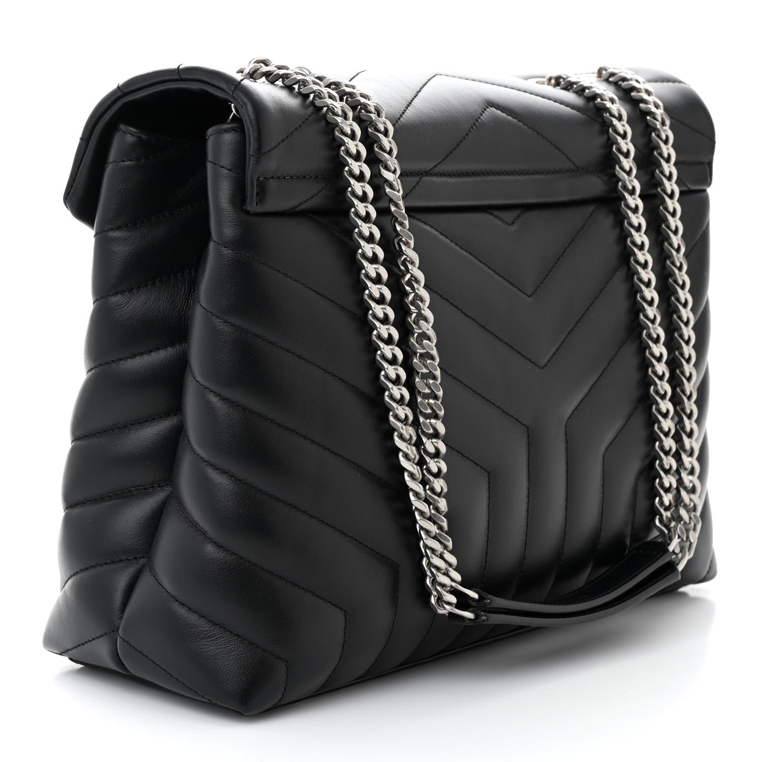 Saint Laurent Calfskin Y Quilted Monogram Medium Loulou Chain Satchel Black 3 of 10
