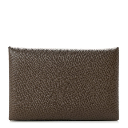 Hermes Epsom Horseshoe Calvi Card Case Etain Jaune Ambre 1 of 8