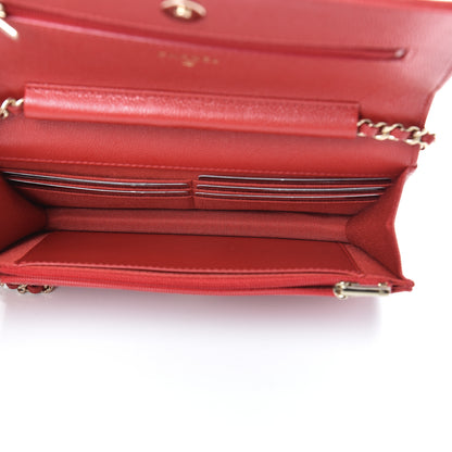 Chanel Caviar Quilted Wallet on Chain WOC Red 4 of 11