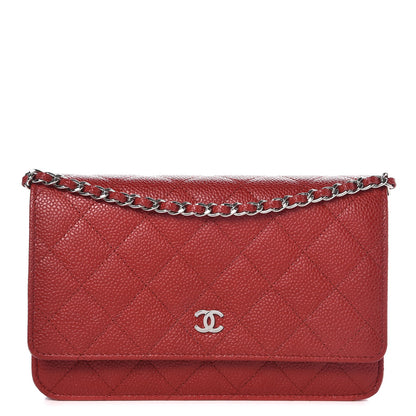 Chanel Caviar Quilted Wallet on Chain WOC Red 1 of 9
